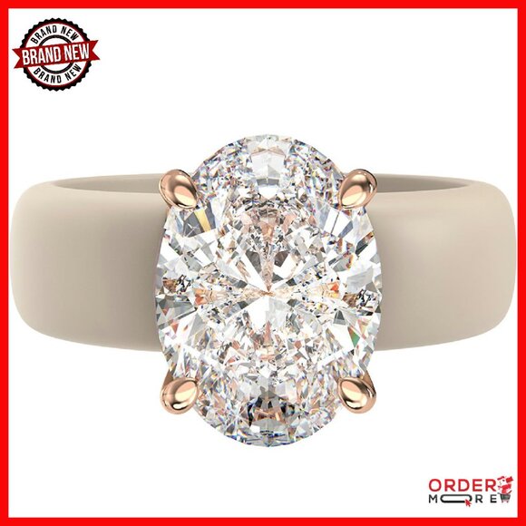 Oval Cubic Zirconia Silicone Ring Size 6 Flexible Wedding Band